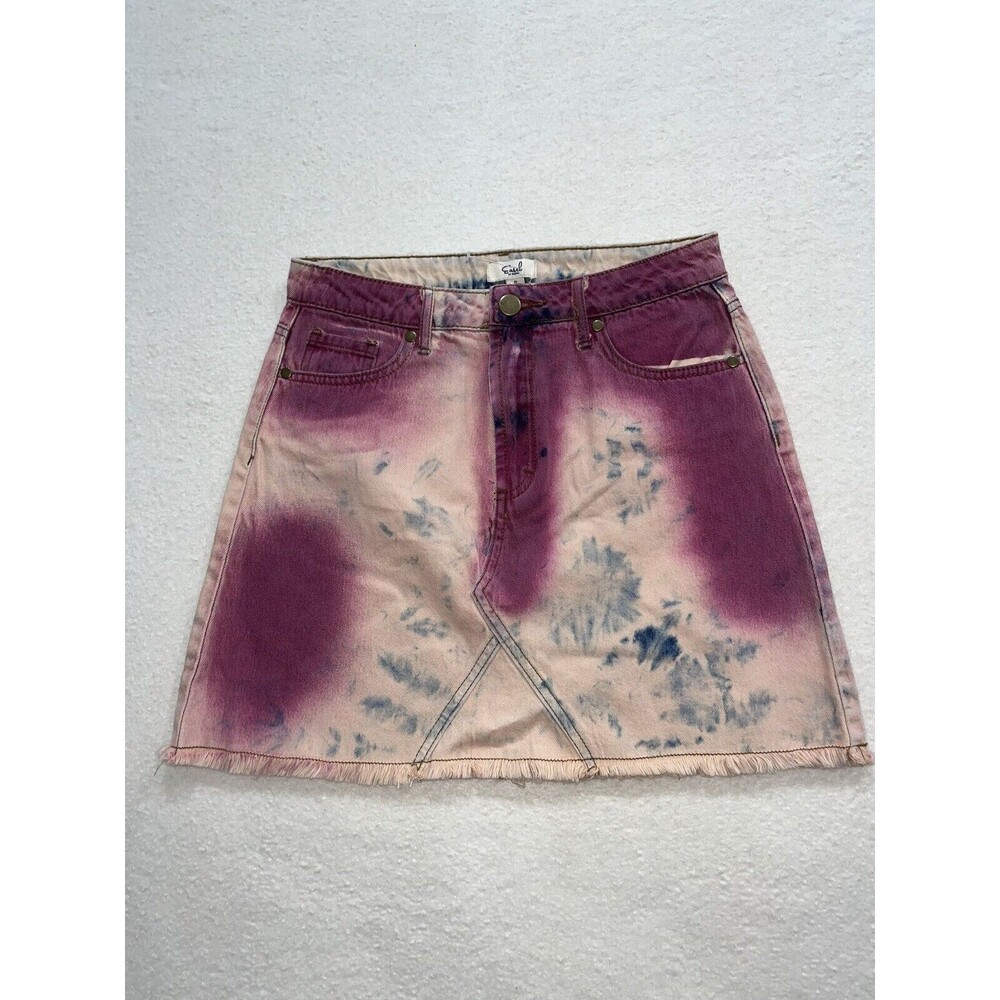 NWT Easel Tie-Dye Denim Mini w/Frayed Hem - Sz SMALL